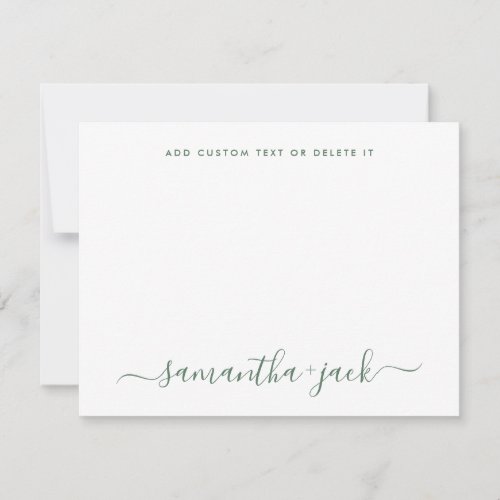 Sage Green Stylish Script Elegant Minimalist Note Card