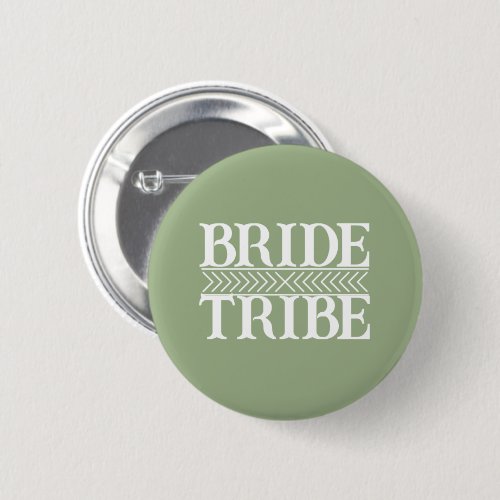 Sage Green Stylized Bride Tribe Button
