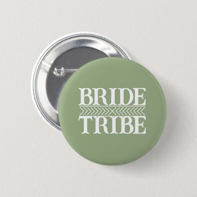 Sage Green Stylized Bride Tribe Button (Front & Back)