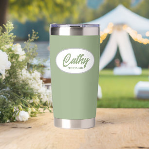 Sage Green Stylized Name Wedding Bridesmaid Insulated Tumbler