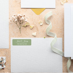 Sage Green Stylized Names Wedding Address Label