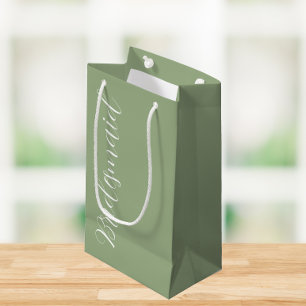 Sage Green Stylized Script Wedding Bridesmaid Small Gift Bag