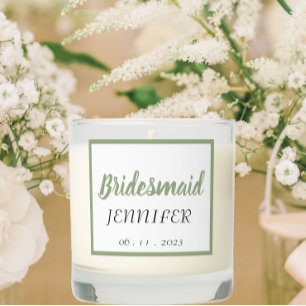 Sage Green Stylized Wedding Bridesmaid Scented Candle