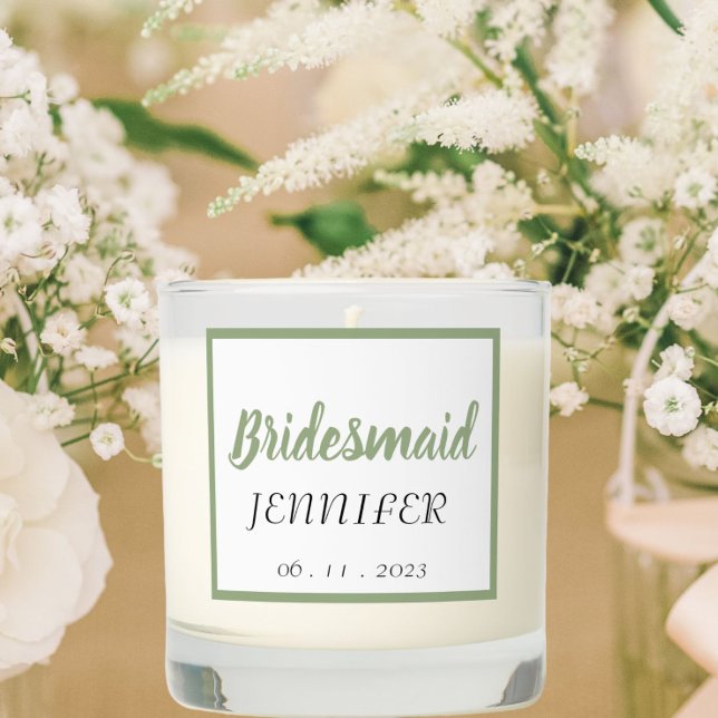 Sage Green Stylized Wedding Bridesmaid Scented Candle (In Situ Wedding)
