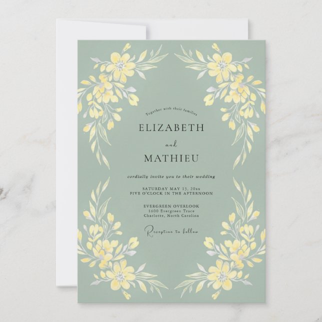 Sage Green Subtle Spring Wedding Invitation (Front)