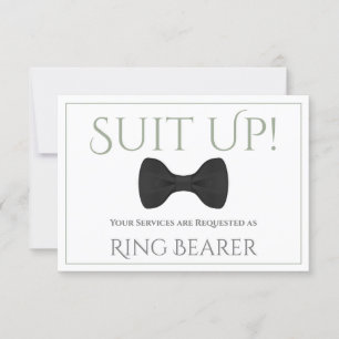 Sage Green Suit Up Be My Ring Bearer Fun Bow Tie Card