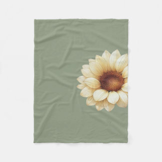 Sage Green Sunflower Throw Blanket Vintage Floral