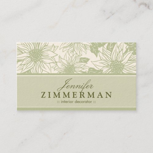 Sage Green Sunflowers Floral Business Card