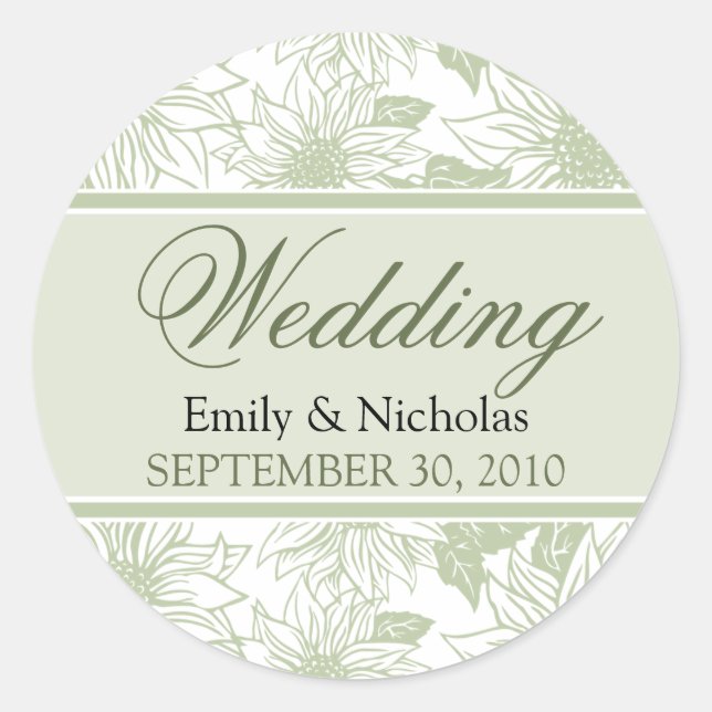 Sage Green Sunflowers Wedding Invitation Seal (Front)