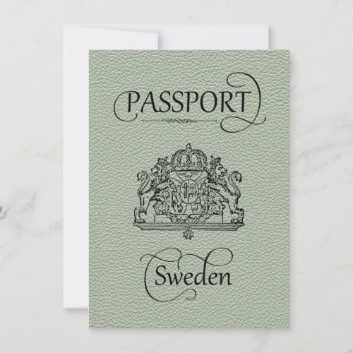 Sage Green Sweden Passport Save the Date Card