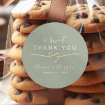 Sage Green Sweet Thank You Wedding Sticker<br><div class="desc">Add a charming touch to your wedding favors with this elegant sage green "A Sweet Thank You" sticker. Featuring a romantic gold rope heart, modern script, and your names and date, it's perfect for cookie bags, candy boxes, and homemade treats. A stylish way to show gratitude on your special day....</div>