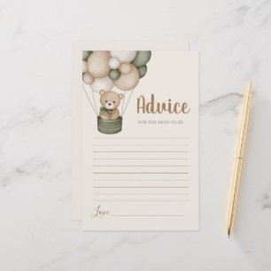 Sage Green Teddy Bear Advice for Mom To Be card