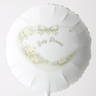 Sage Green Teddy Bear Baby Shower Balloon