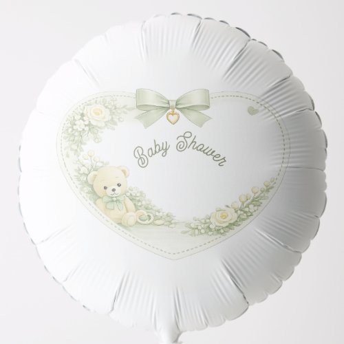 Sage Green Teddy Bear Baby Shower Balloon