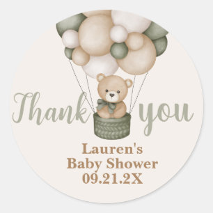 Sage Green Teddy Bear Baby Shower Favor Tags