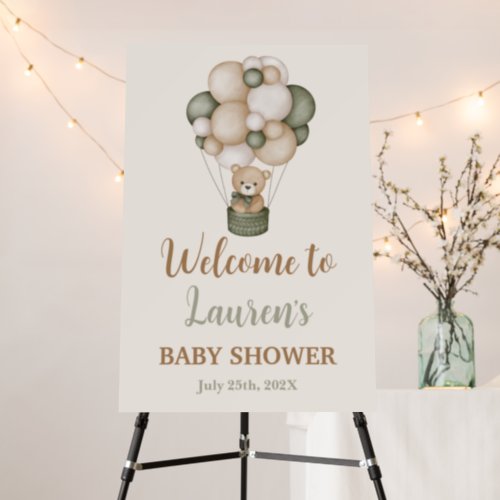 Sage Green Teddy Bear Baby Shower Welcome sign