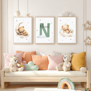 Sage Green Teddy Bear Nursery Wall Art Wall Art Sets