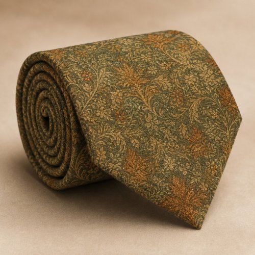 Sage Green Terracotta Baroque Floral Neck Tie