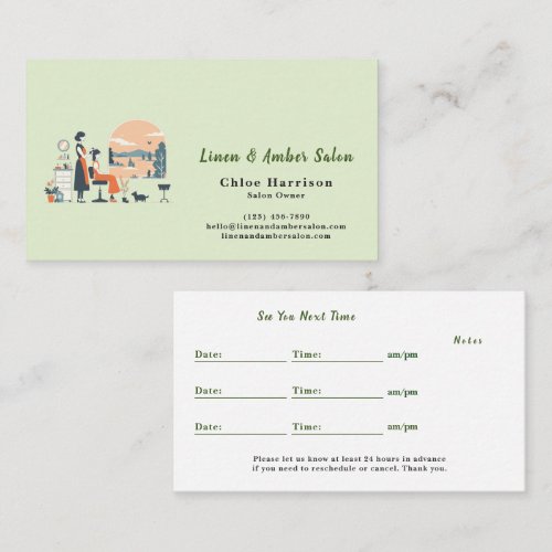 Sage Green Terracotta Hair Salon Appointment ＆ Business Card
