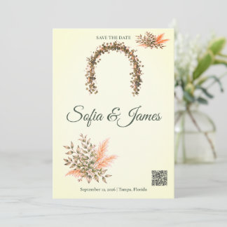 Sage Green Terracotta Pampas Arch Save The Date 