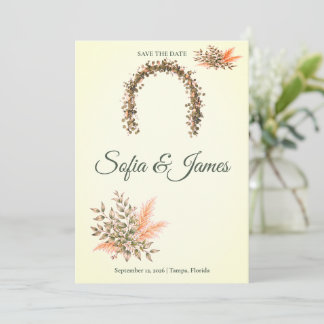 Sage Green Terracotta Pampas Arch Save The Date 