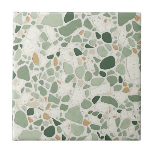 Sage Green Terrazzo Effect Ceramic Tile