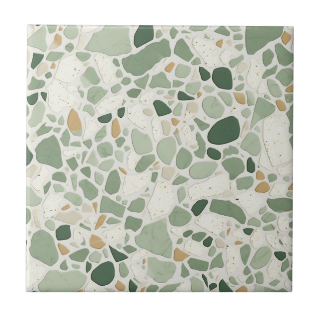 Sage Green Terrazzo Effect Ceramic Tile (Front)