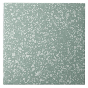 Sage Green Terrazzo Modern Minimal Stone Pattern Ceramic Tile