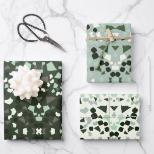 sage green terrazzo wrapping paper sheet