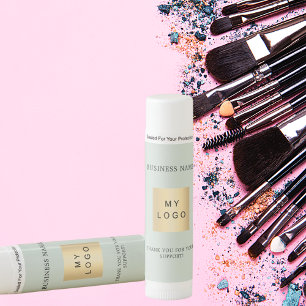 Sage green text business company logo lip balm