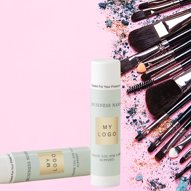 Sage green text business company logo lip balm (Creator Uploaded)