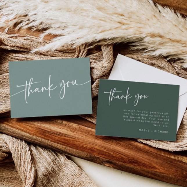 Sage Green Thank You Card Modern Minimalist Boy (Creator Uploaded)