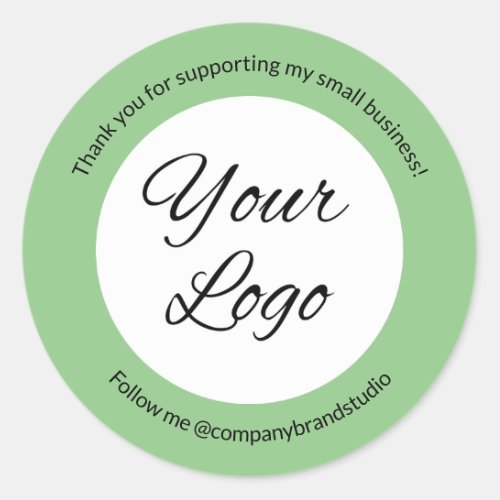 Sage Green Thank You Company Business Logo Custom Classic Round Sticker