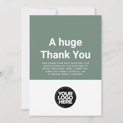 Sage Green Thank You Employee Appreciation Card