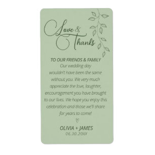 Sage Green Thank You Favor Sticker