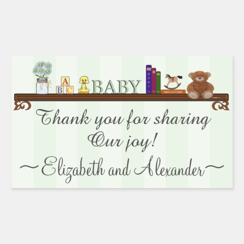 Sage Green Thank You For Sharing Our Joy Baby Rectangular Sticker