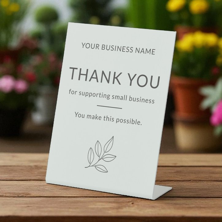 Sage Green Thank You Minimalist Small Business Pedestal Sign