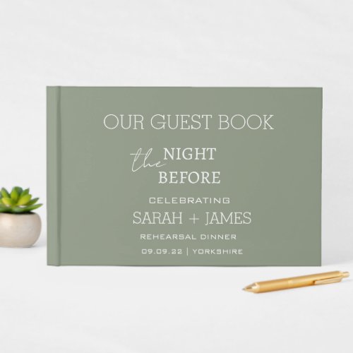 Sage Green the Night Before Rehearsal Dinner Guest Book