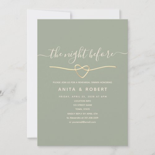 Sage Green The Night Before Rehearsal Dinner  Invitation