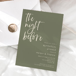 Sage Green The Night Before Rehearsal Dinner Invitation