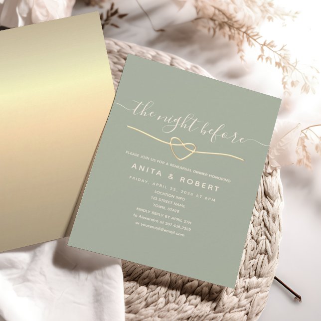 Sage Green The Night Before Rehearsal Dinner  Invitation (Creator Uploaded)
