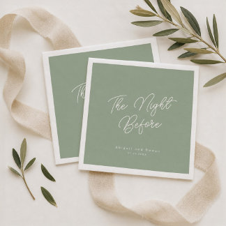 Sage Green The Night Before Rehearsal Dinner Napkins