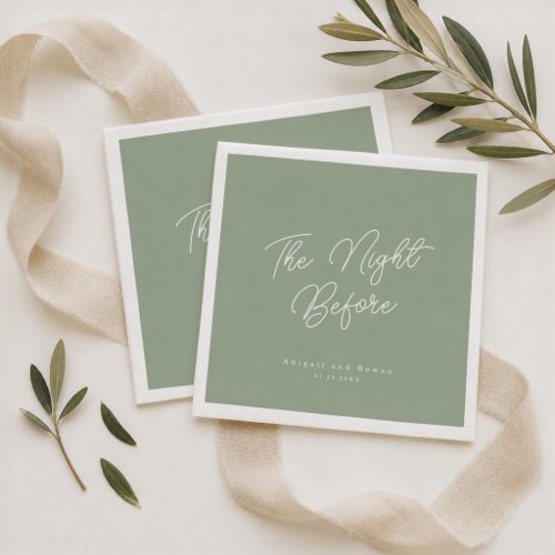 Sage Green The Night Before Rehearsal Dinner Napkins