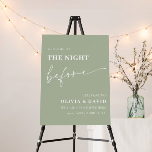 Sage Green The Night Before Rehearsal Dinner Sign