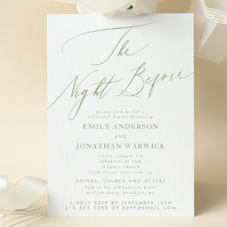 Sage Green The Night Before Rehearsal Wedding Invitation