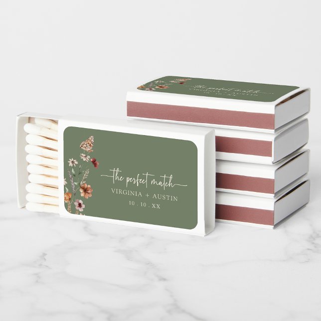 Sage Green The Perfect Match (Boho Sage Green Wildflowers The Perfect Match with Butterfly by Painted Paperie
)