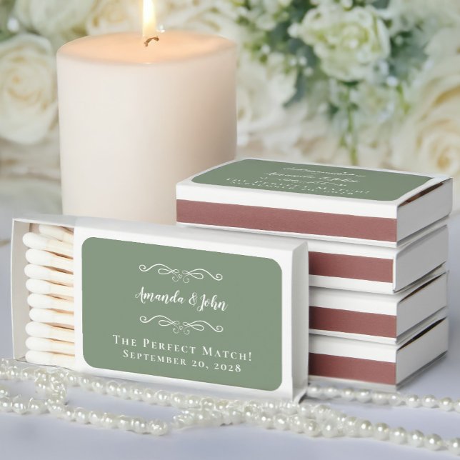 Sage Green The Perfect Match Wedding Matchboxes (Sage Green The Perfect Match Wedding Matchboxes)