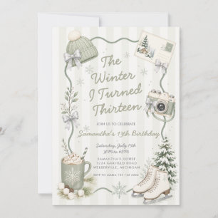 Sage Green The Winter I Turned Thirteen Birthday  Invitation