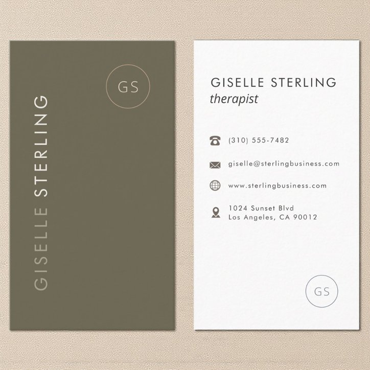 Sage Green Therapist Luxury Elegant Modern Business Card