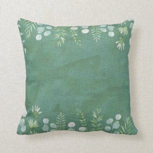 Sage Green Throw Pillow Watercolor Leaves Delicate